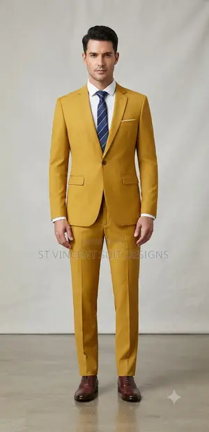 Plain Gold Fitted Suit