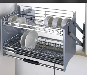 Pull-Down Dish Rack | 2-Tier Lift Up Kitchen Cabinet Organizer