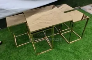 Modern Gold Coffee/Side Tables – 3-in-1 Nesting Set