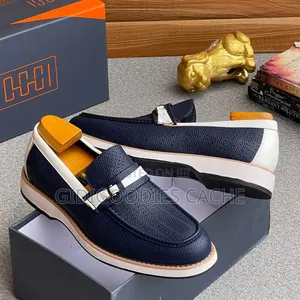 Men's Navy White Mix Leather Hybrid Loafers Size 40-46