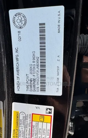 Honda Accord 2018 Black