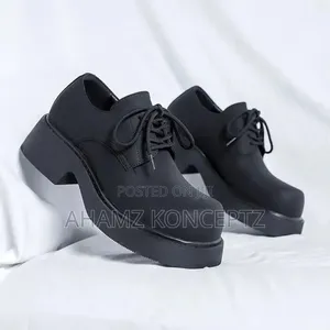 Luxury Men's Platform Derby Shoes – Premium Black Lace-Up Sizes 42–46
