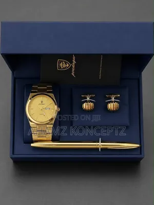 Poedagar Gift Set Luxury Watch,Pen Cufflinks Complete Gift Box