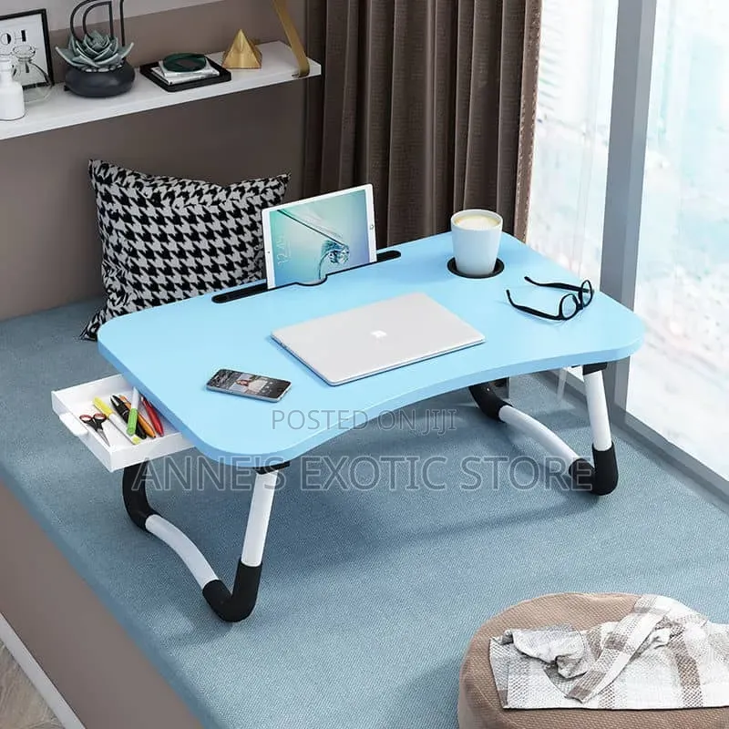 Foldable Multipurpose Laptop Bed Table With Drawer Cup Holder
