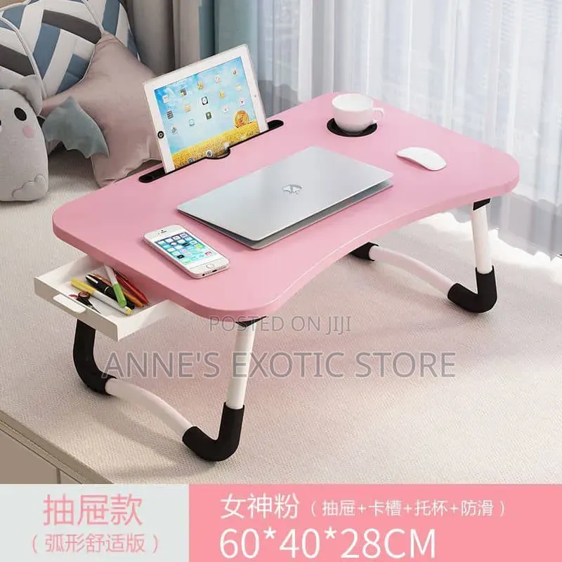 Foldable Multipurpose Laptop Bed Table With Drawer Cup Holder