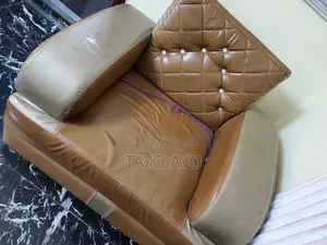 2 Pieces Used Leather 2 Seater Sofa, Minor Leather Pealing