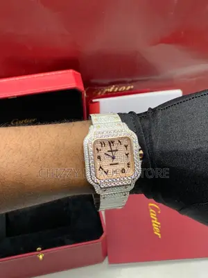 Cartier Quality Luxury Men Zirconia Stone Wristwatch