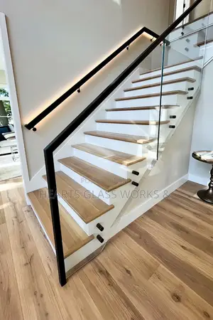 Black Matte Glass Stair Handrail | Modern Elegant Finish
