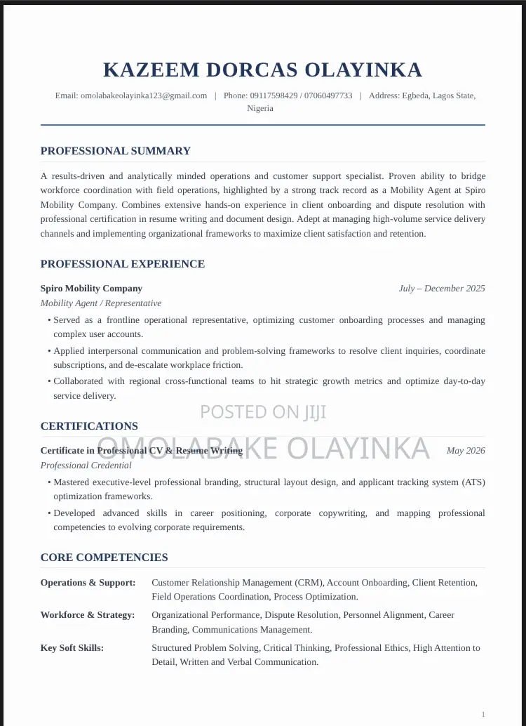 Customer Service CV