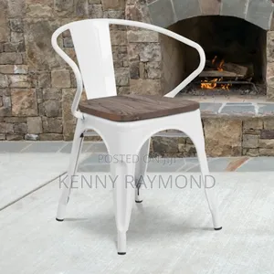 Outdoor Wooden Set of Chairs and Table With Iron Leg