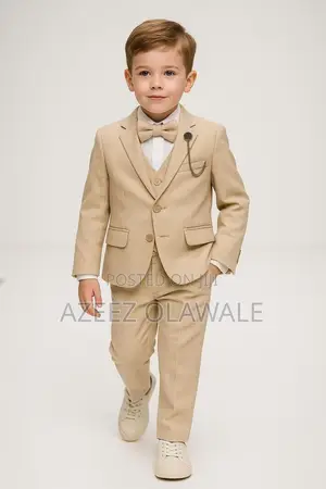 Beige Boys’ Three-Piece Suit Modern Style With a Touch of Charm