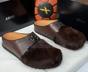 Men's Leather-Fur Amiri Mules Size 40-46