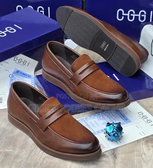 Men's Cognac Brown Leather Suede Penny Loafers