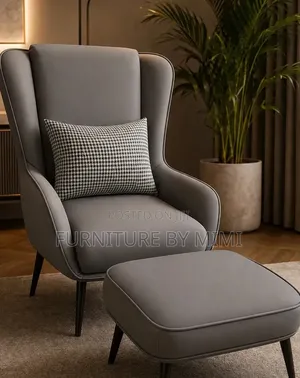 Luxury Modern Wingback Accent Chair With Matching Ottoman Set