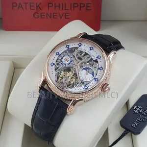 Patek Phillip Skeleton Automatic Leather Watch