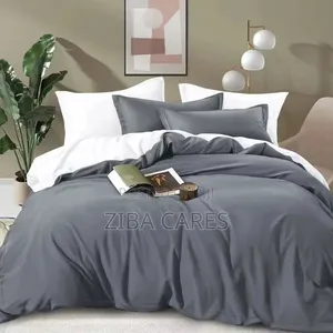 Gray And White Combination Bedsheet Pillowcase And Duvet Set