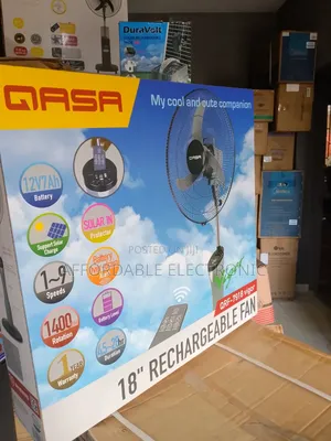 New in Qasa 18inch Rechargeable Fan
