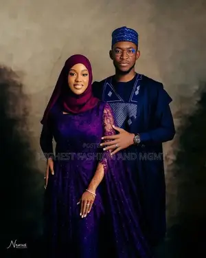 Imperial Sparkle Lace Gown With Premium Navy Embroidered Agbada Set