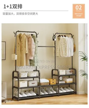 Twin Rack. Double Cloth Hangers With Shoe Racks.