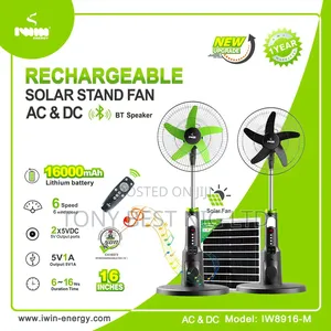 Iwin Quality Solar Rechargeable Fan 18"Inches