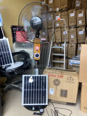 Brand New A.Mroyal Solar Rechargeable Fan With Speaker and Solar Panel