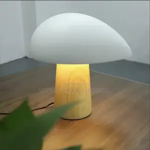 Modern Nordic Grain Wood Mushroom Bedside Table Lamp