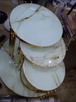 ​Luxury 3-in-1 Marble Top Nesting Coffee Tables – Gold Frame
