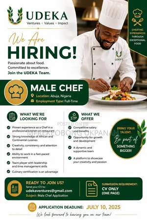 Male Chef Wanted