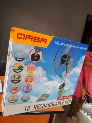 Qasa 18inch Rechargeable Standing Fan - Black