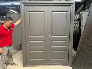 7ft by 5ft German Full Metal Steel Door Grey(3 Panel Design)