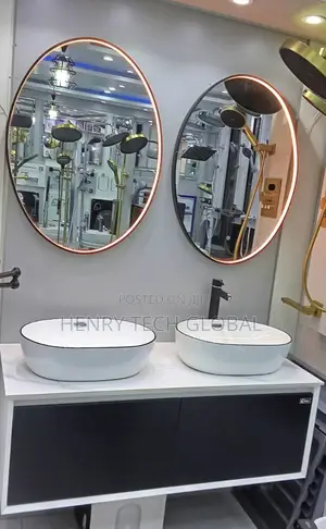 Different Designs of Cabinets Basin With Led Mirrors