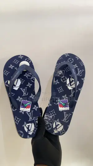 Designer Louis Vuitton Monogram Sticker Beach Flip Flops / Slippers
