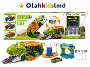 Dino Parking Lot 2-in-1 Track Car Carrier – 1:64 Alloy Cars Incl