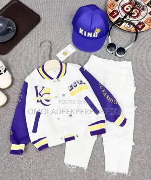 Boys 3-Piece Varsity Jacket Set With King Cap | Ages 1–7 Years