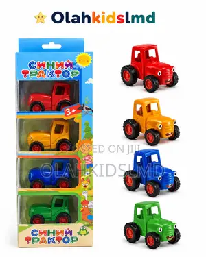 Blue Tractor Toy Set – 4 Colorful Mini Tractors, Ages 3+