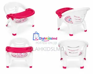 Pink Baby Feeding Chair With Tray – Foldable Toddler Booster Seat