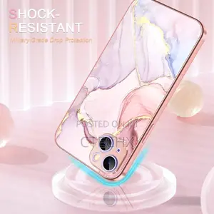 iPhone 14 Pro Case For Women Girls Marble Rose Gold 6.1