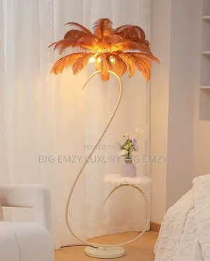 Ostrich Feather Floor Lamp or Palm Tree Standing Lamp.
