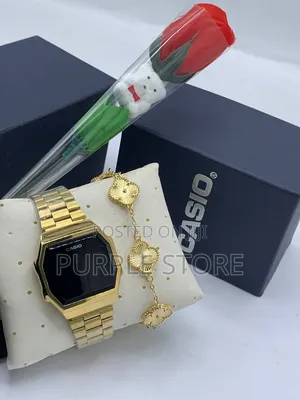 Casio Digital Display Watch and Bracelet Set for Ladies