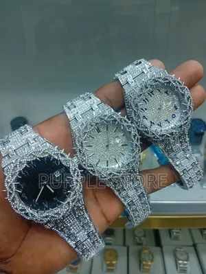 Crown of Thorns Fully Iced Silver Chain Wristwatches