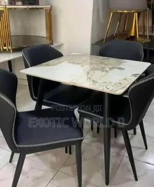 Luxury 4 Seater Marble Dining Table With Upholstered Chairs