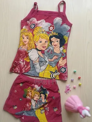 Cute Girls Cartoon Princess Sleeveless Top Shorts Set