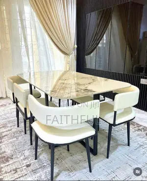 White Marble Dining Table and Chairs