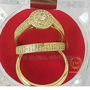 3pc Wedding Rings for Women and Men - Gold