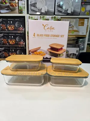 4-Piece Borosilicate Glass Food Storage Set With Bamboo Lids