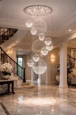 Modern Led Chandelier Long Clear Crystal Pendant Light Forroom Kitchen
