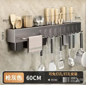 60cm Wall Mounted Kitchen Organizer Rack With Knife Holder