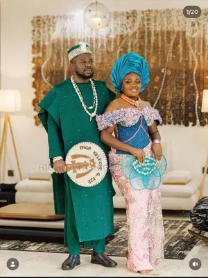 Emerald Groom's Agbada Multi-Colored Bridal Ensemble