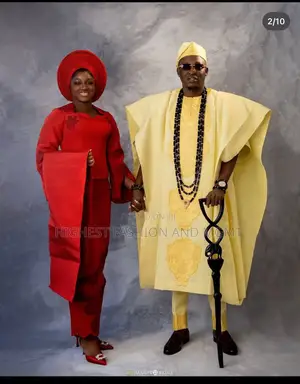 Red Bridal Set Men’S Luxury Yellow Agbada