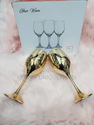 Hotel /Home Black ,Gold and Light Golden Designer Wine Cup by 6pcs